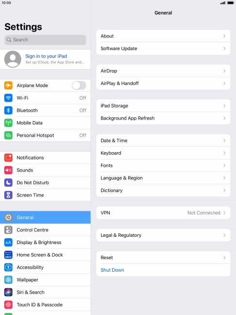 Press Sign in to your iPad.
