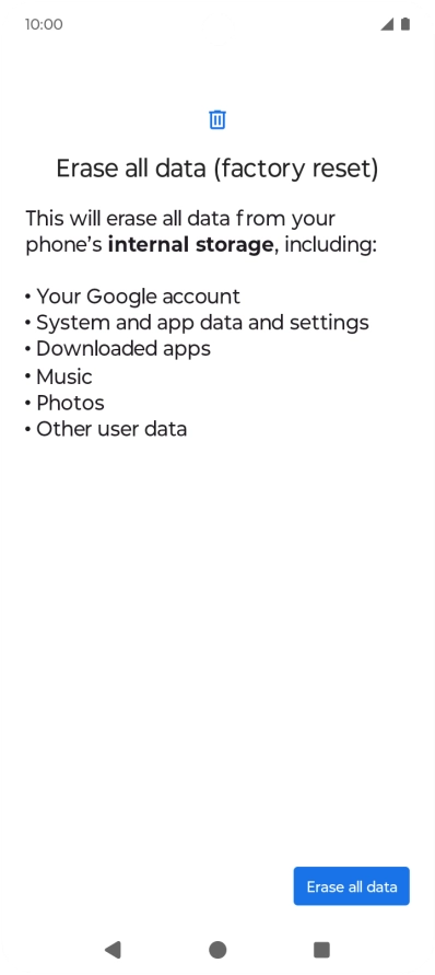 Press Erase all data.