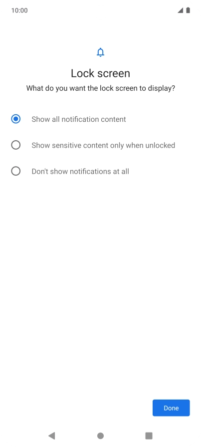 Press the required setting.