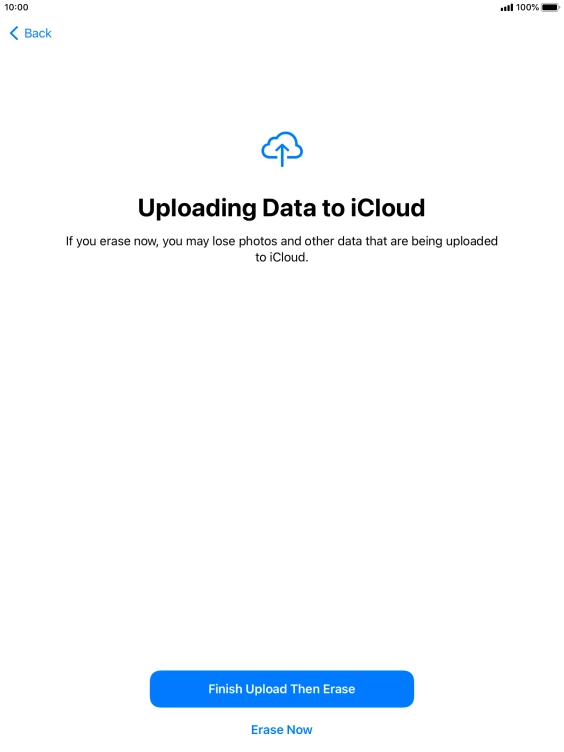 Press the required setting.