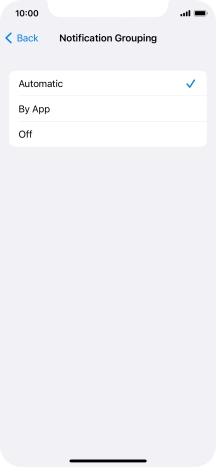 Press the required setting.