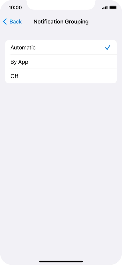 Press the required setting.