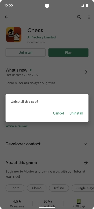 Press Uninstall.