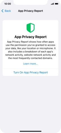 Press Turn On App Privacy Report to turn on the function.
