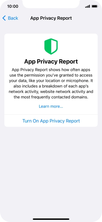 Press Turn On App Privacy Report to turn on the function.