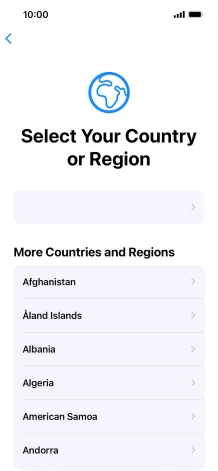 Press the required country or area.