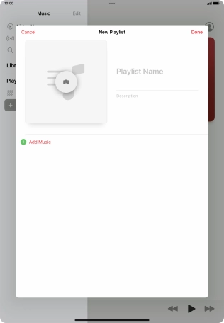 Press the text input field and key in a name for the playlist.