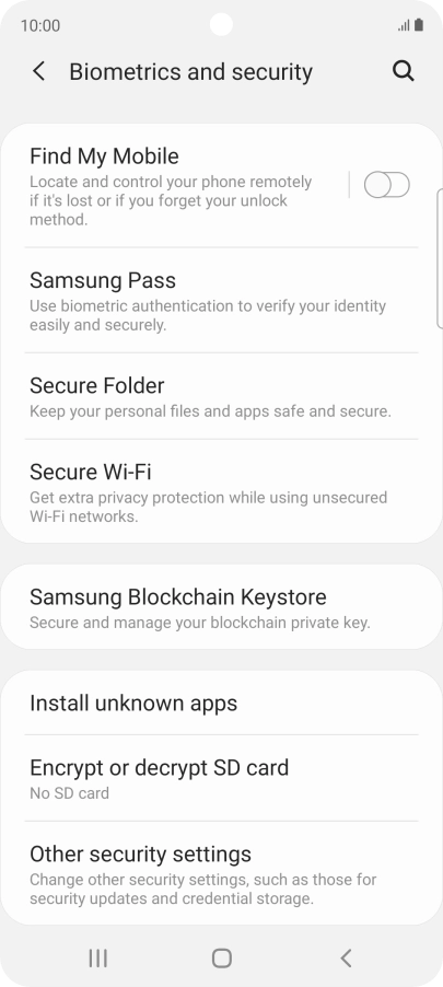 Press Other security settings. Press Other security settings.