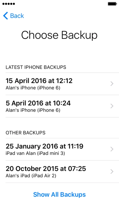 Press the required backup and your phone restores the contents of the selected backup. Follow the instructions on the screen to complete the activation.