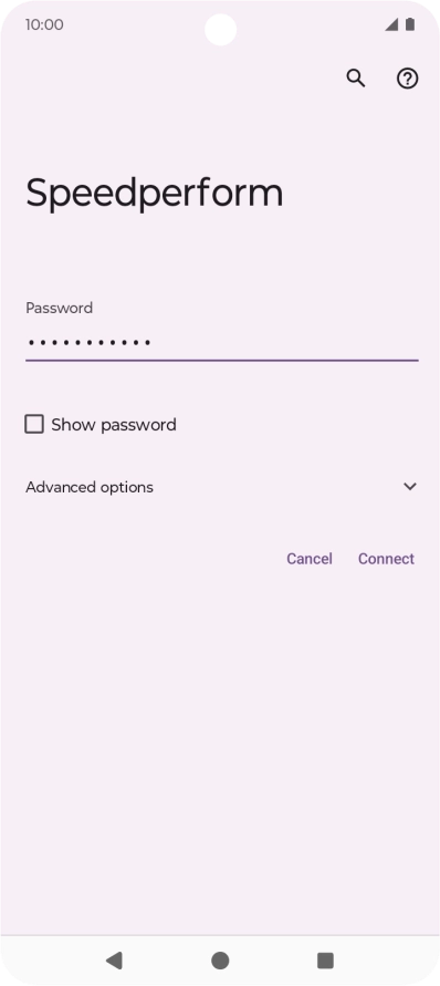 Key in the password for the Wi-Fi network and press Connect.