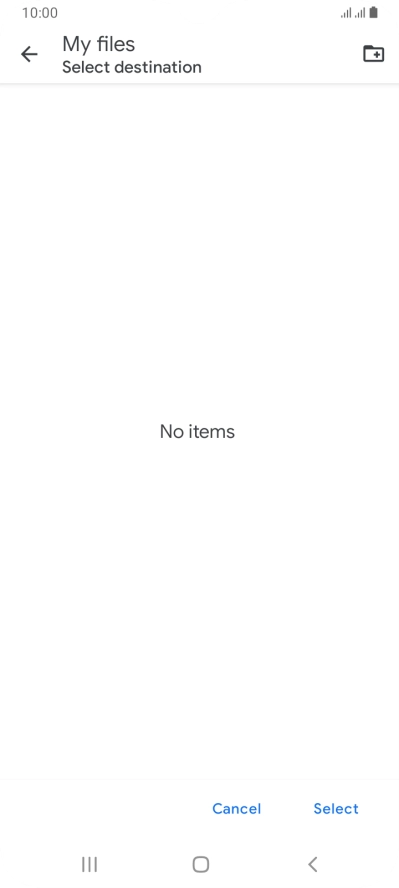To create a new folder, press the new folder icon and follow the instructions on the screen to create a new folder.