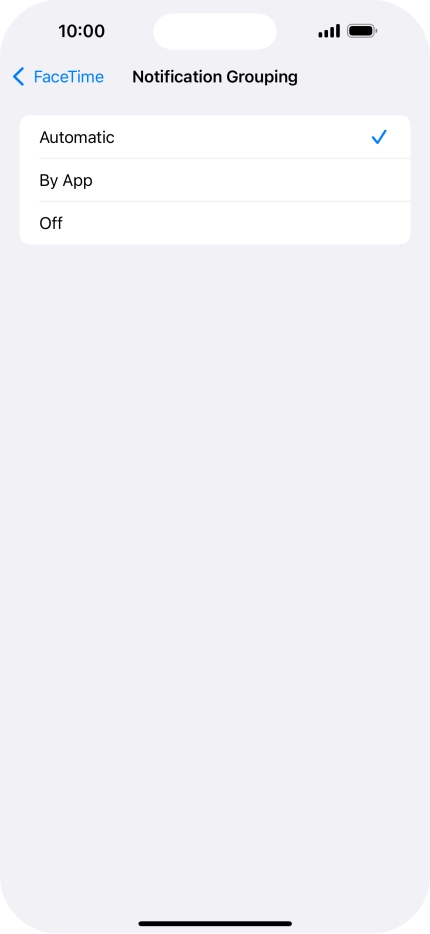 Press the required setting.