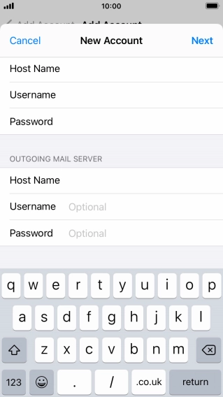 Press Username and key in the username for your email account. Please note that if you're using Vodafone's outgoing server, leave the username field empty.