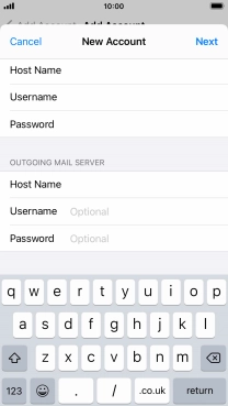 Press Username and key in the username for your email account. Please note that if you're using Vodafone's outgoing server, leave the username field empty. Press Username and key in the username for your email account. Please note that if you're using Vodafone's outgoing server, leave the username field empty.
