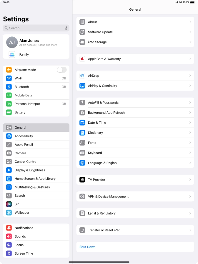Press Software Update. If a new software version is available, it's displayed. Follow the instructions on the screen to update the tablet software.