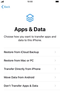 You can restore content from an iCloud backup when your phone is activated for the first time and after a factory reset. When this screen is displayed, your phone is ready to restore content from an iCloud backup.