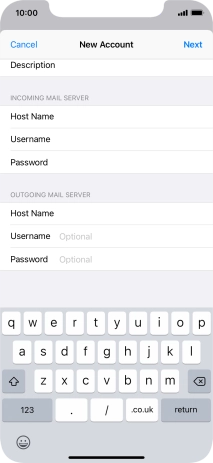 Press Username and key in the username for your email account. Please note that if you're using Vodafone's outgoing server, leave the username field empty.
