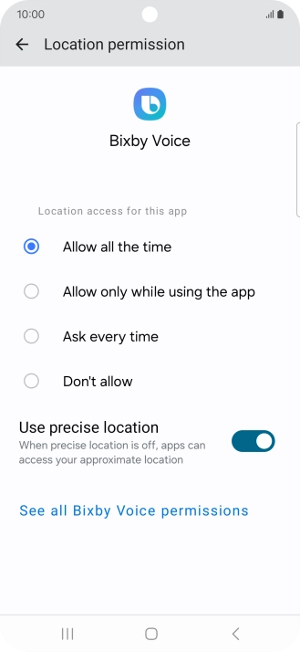 Press the required setting.