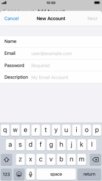 Press Email and key in your email address.