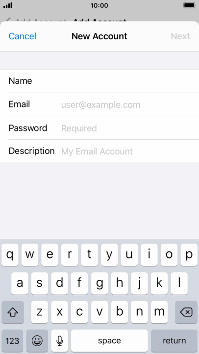 Press Email and key in your email address.