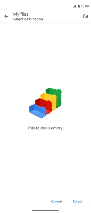 To create a new folder, press the new folder icon and follow the instructions on the screen to create a new folder.