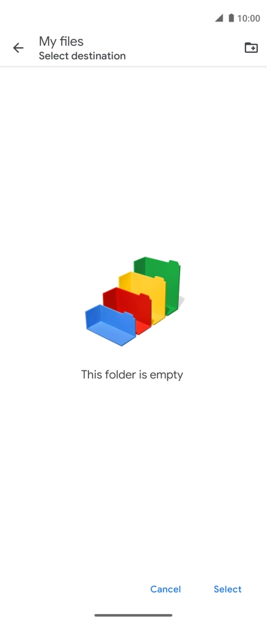 To create a new folder, press the new folder icon and follow the instructions on the screen to create a new folder.