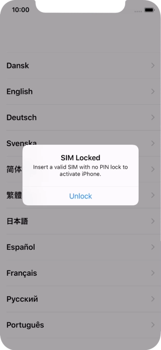 If your SIM is locked, press Unlock.