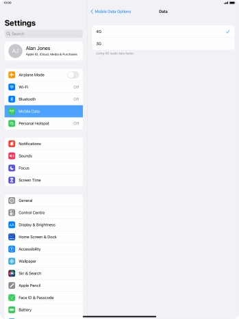 Press the required network mode.
