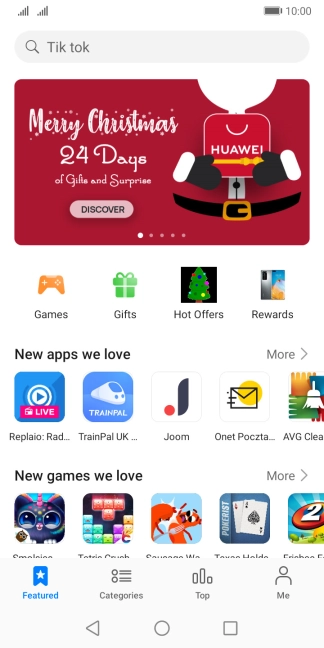 Press the search field.