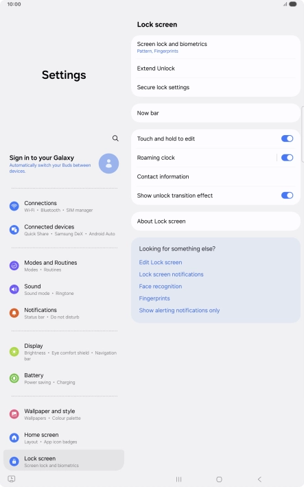 Press Screen lock and biometrics and key in the current lock code.