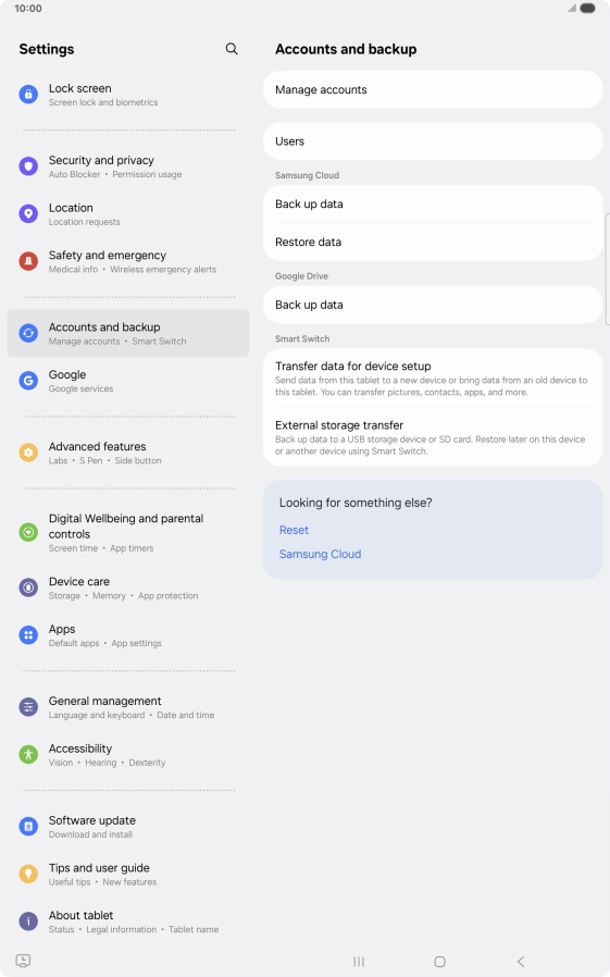 Press Manage accounts.