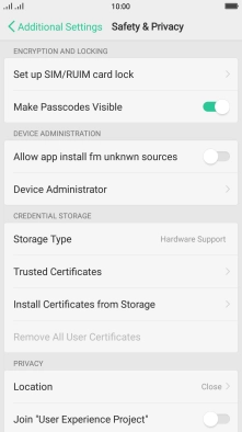 Press Set up SIM/RUIM card lock.