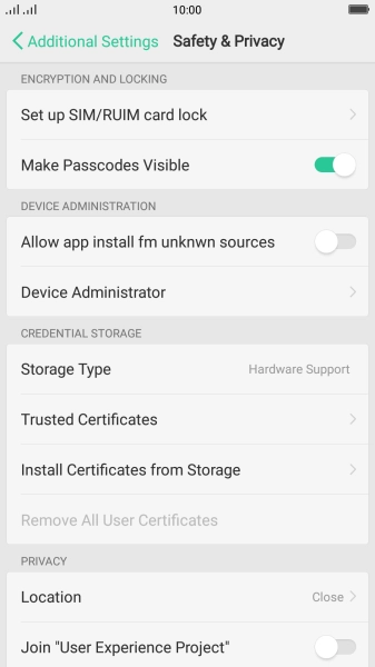 Press Set up SIM/RUIM card lock.