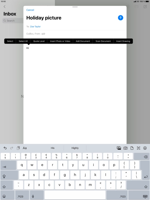 Press Insert Photo or Video and follow the instructions on the screen to attach a picture or a video clip.