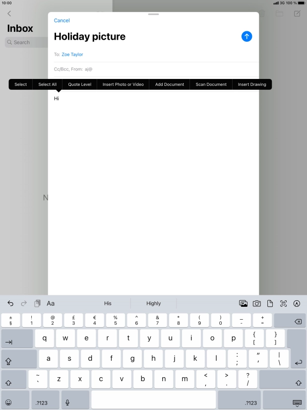 Press Insert Photo or Video and follow the instructions on the screen to attach a picture or a video clip.
