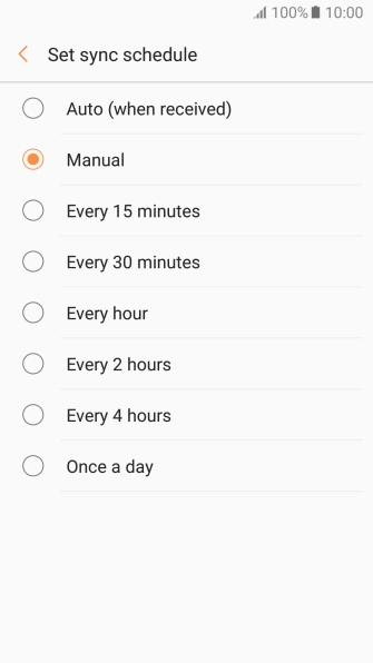 Press the required setting.