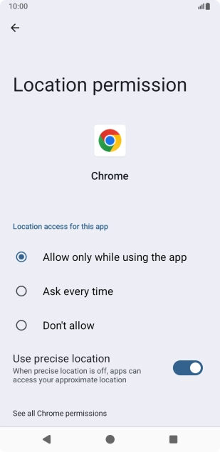 Press the required setting.