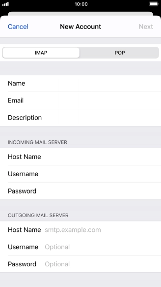 Press Host Name and key in the name of your email provider's outgoing server. Please note that if you can't send email messages when using your email provider's outgoing server, key in smtp.vodafone.net.au (Vodafone's outgoing server).