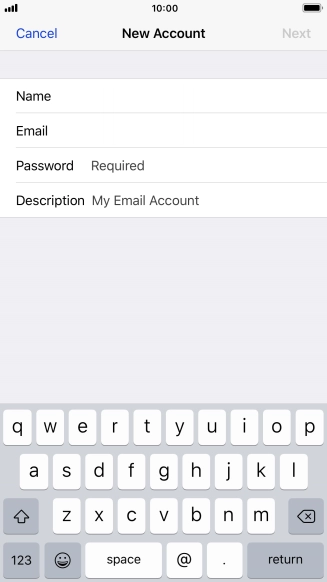 Press Password and key in the password for your email account.