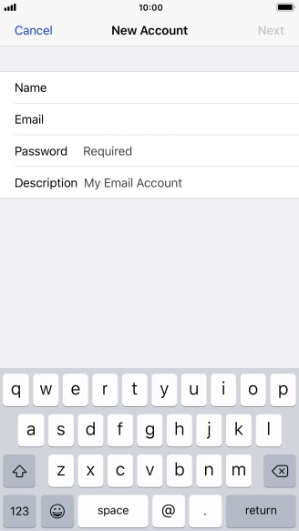 Press Password and key in the password for your email account.