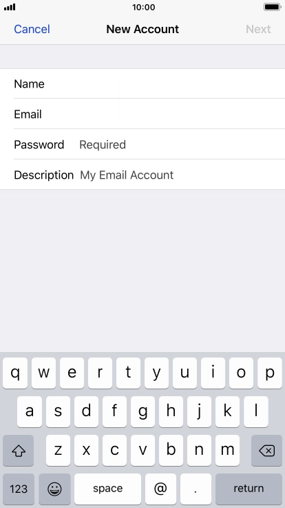 Press Password and key in the password for your email account.
