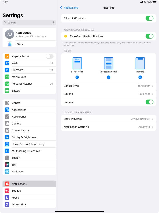 Press the indicator next to 