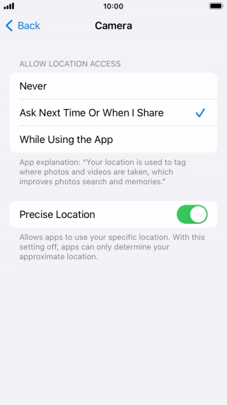 Press the required setting to turn the function on or off.