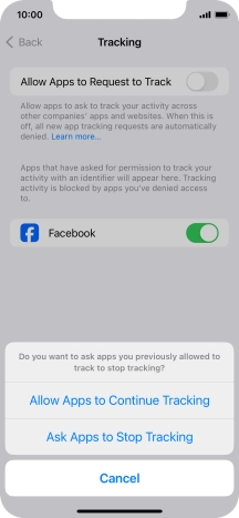 If you turn off the function, press the required setting.