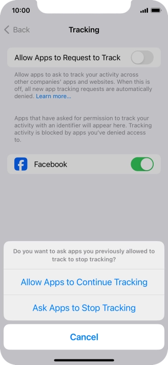If you turn off the function, press the required setting.