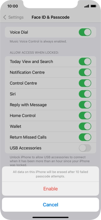 If you turn on the function, press Enable.