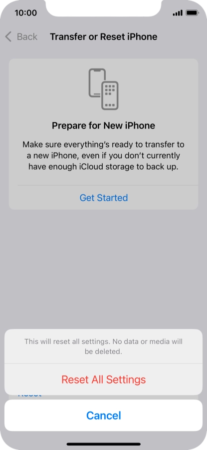 Press Reset All Settings.