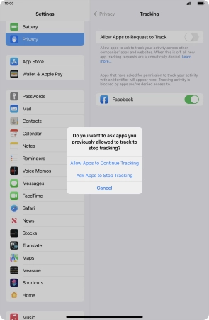 If you turn off the function, press the required setting.