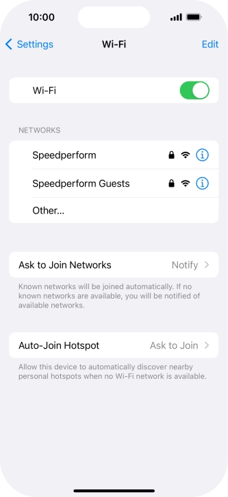 Press the required Wi-Fi network and key in the password for the Wi-Fi network.