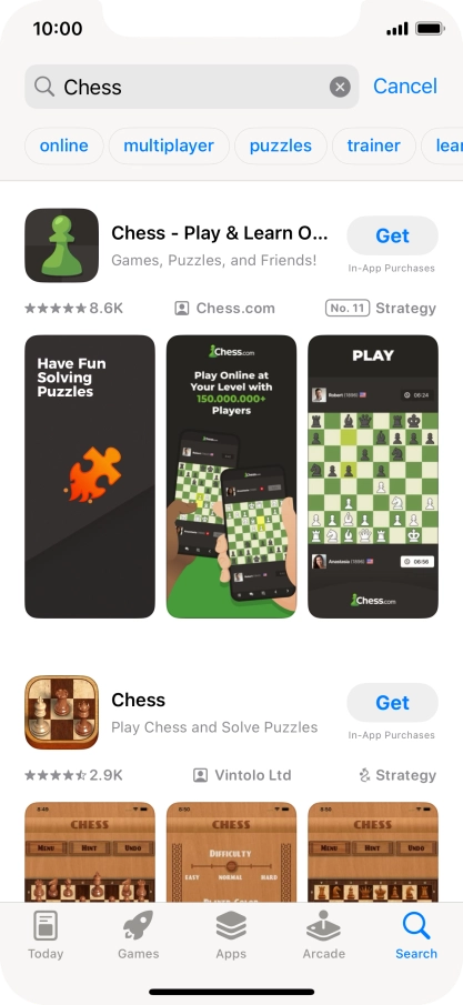 Press the required app.